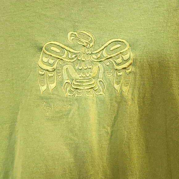 Mens Green T Shirt designed by Tony Hunt Size Lg - Picture 2 of 4